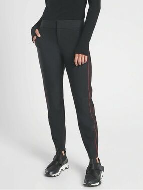 Athleta Stellar Novelty Trousers Black with Red Stripe Size 6